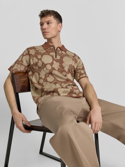 Paul Smith Regular Fit Poloshirt mit Reißverschluss Mittelbraun 3