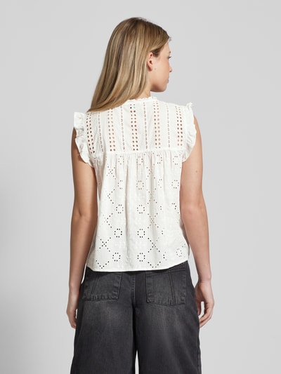 Only Blousetop met broderie anglaise, model 'REVA LIFE' Offwhite - 5