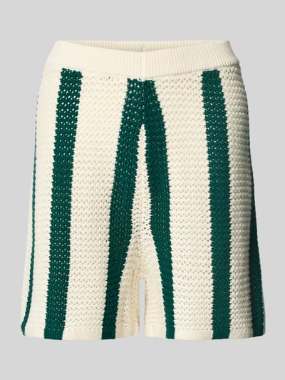 Produktfoto, Regular Fit Sweatshorts aus reiner Baumwolle Modell 'KENZIE' von Pieces mit Optik: Allover-Muster, gestreift, Strick, grün-weiß