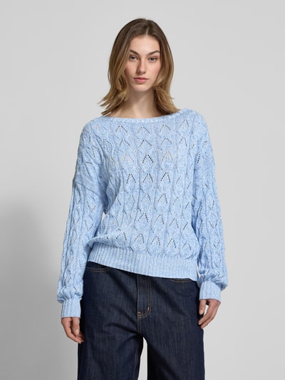 Only Relaxed Fit Strickpullover mit Zopf Struktur Muster Modell 'BRYNN' Hellblau 4