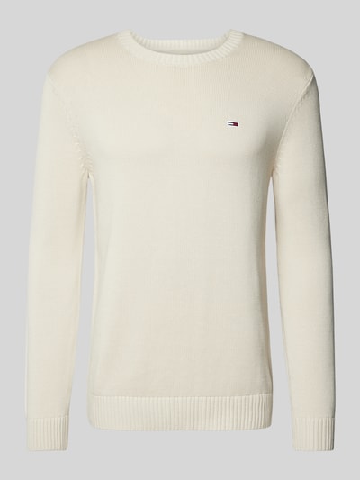 Tommy Jeans Slim fit gebreide pullover met logobadge Beige - 2