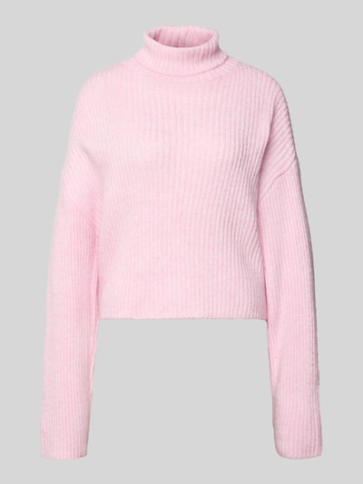 ONLY Golf o kroju relaxed fit z dodatkiem wełny model ‘MELANIE’ Różowy 2