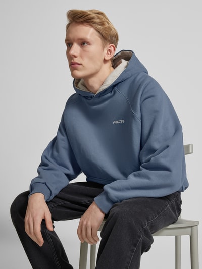 Pegador Boxy Fit Hoodie mit Label-Stitching Rauchblau 3