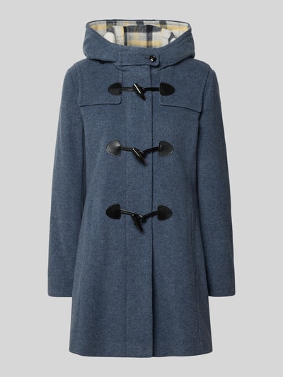 Produktfoto, blauer Regular Fit Dufflecoat aus Woll-Mix von Gil Bret, schwarze Knebelverschlüsse, glatte Textur, Damen Dufflecoat von Gil Bret