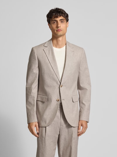 Matinique Marynarka na dwa guziki o kroju slim fit z mieszanki lnu model ‘George’ Beżowy 4