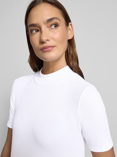 Scotch & Soda T-Shirt mit geripptem Stehkragen Weiss 3