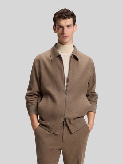 BOSS Slim Fit Bomberjacke mit Schurwoll-Anteil Modell 'P-Hanry-BMB-WG-264' Beige 4