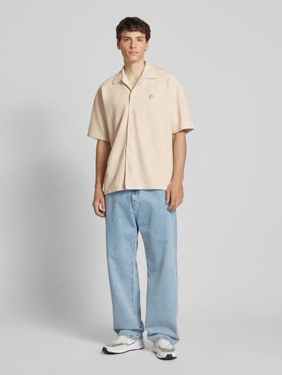 Pegador Regular fit vrijetijdsoverhemd met labelstitching, model 'LIBCO' Offwhite - 1