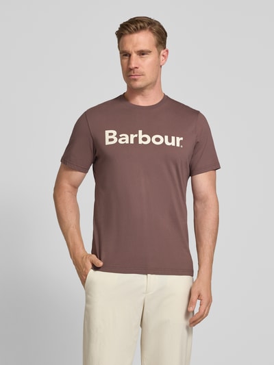 Barbour męski t-shirt o kroju regular fit z czystej bawełny Brudnoróżowy 4
