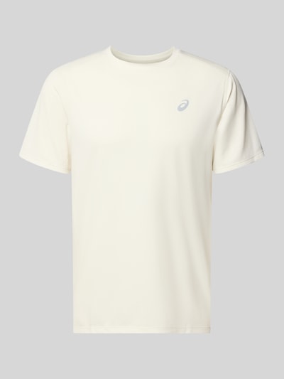 Produktfoto, Regular Fit T-Shirt mit Logo-Print von ASICS in Cremeton, glatte Textur, Rundhalsausschnitt, Kurzarm, Rückenlänge 71 cm in Größe M
