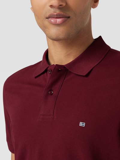 Christian Berg Men Poloshirt mit Label-Stitching Bordeaux Rot 3