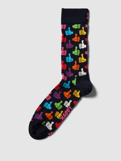 Happy Socks Socken mit Allover-Muster Modell 'Thumbs Up' Marine 1