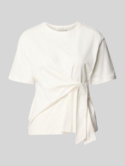 Produktfoto, T-Shirt mit Knoten-Detail und Rundhalsausschnitt von Christian Berg Woman, reine Baumwolle, Regular Fit, weiß, glatte Textur