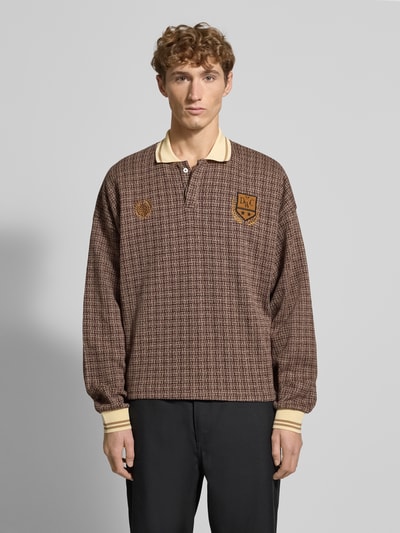 Don´t Waste Culture Poloshirt mit gerippten Abschlüssen Modell 'Alethea' Mittelbraun 4