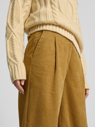 Style Icon Collection Uitlopende corduroy broek in moderne flared fit en hoge taille - curated by Maja Weyhe Mosterdgeel - 3