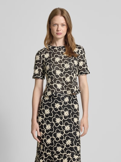 GUIDO MARIA KRETSCHMER WOMAN Cropped Blusenshirt mit Rundhalsausschnitt Black 4