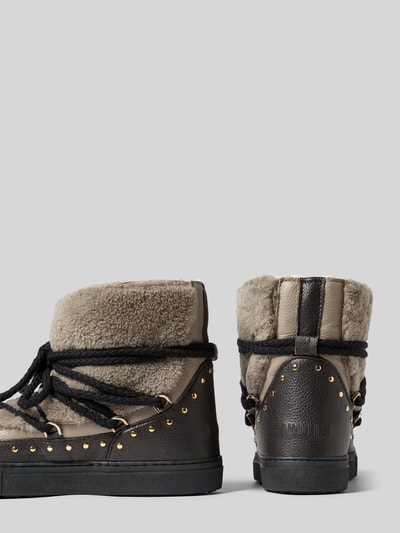 INUIKII Snowboots van leer met teddybont, model 'CURLY ROCK' Taupe - 2