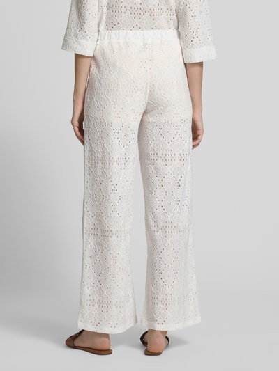 Zero Wide Leg Stoffhose mit Lochstickerei Weiss 5