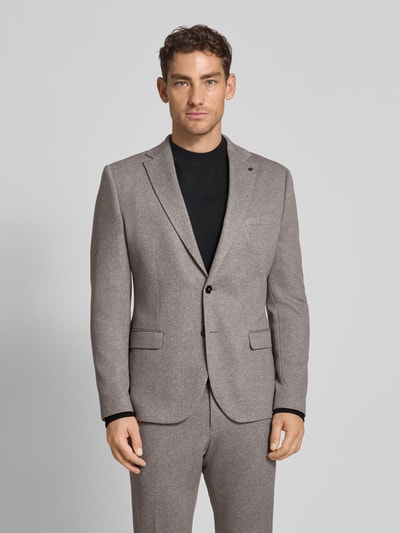 Zuitable Marynarka na dwa guziki o kroju slim fit z kieszeniami z patką model ‘DiNick’ Beżowy 4