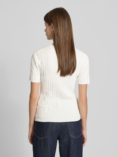 Gant Strickshirt mit Rundhalsausschnitt und Logo-Stitching Offwhite 5