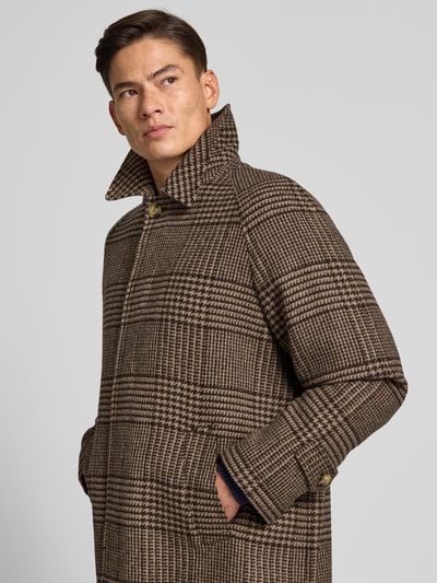 Tommy Hilfiger Relaxed fit lange wollen jas met blinde knoopsluiting Middenbruin - 3