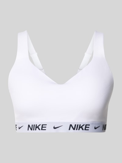 Produktfoto, Bustier mit Label-Details und verstellbaren Trägern von NIKE TRAINING, Weiß, Material-Mix mit Stretch-Anteil, körpernahe Passform, Hakenverschluss.