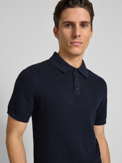 MCNEAL Regular fit poloshirt met structuurmotief Donkerblauw - 3