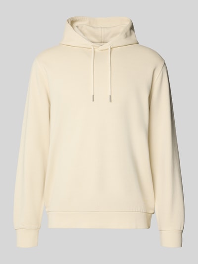 Produktfoto, Regular Fit Hoodie aus reiner Baumwolle von Marc O'Polo in Uni-Optik, cremefarben, mit Kapuze, Langarm, gerippten Abschlüssen