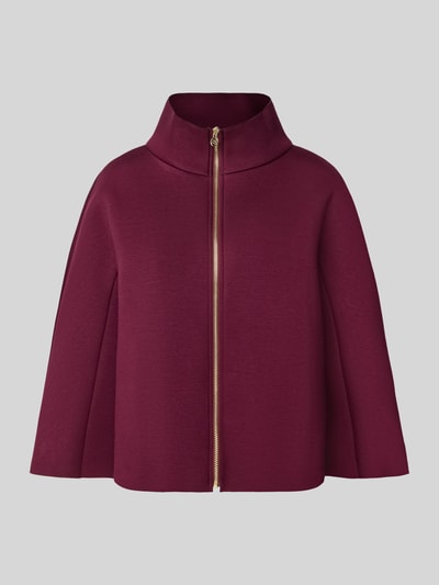 Produktfoto, Jacke aus Viskose-Mix mit Stehkragen von Rinascimento, lockere Passform, bordeauxrot, glatte Textur, goldener Reißverschluss