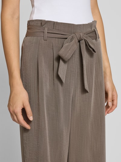 Only Spodnie z zakładkami w pasie i szerokimi nogawkami z mieszanki wiskozy model ‘MARSA’ Szarobrązowy melanż 3