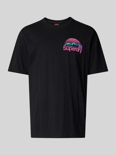 Superdry T-shirt z detalem z logo Czarny 2