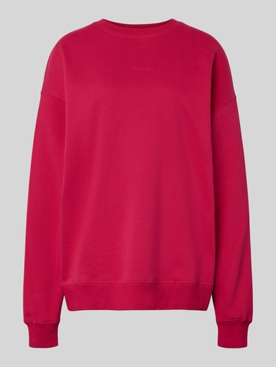 Produktfoto, Oversized Sweatshirt mit Logo-Stitching Modell 'Toast' von OH APRIL aus Baumwoll-Mix in Rot, Rundhalsausschnitt, elastische Abschlüsse