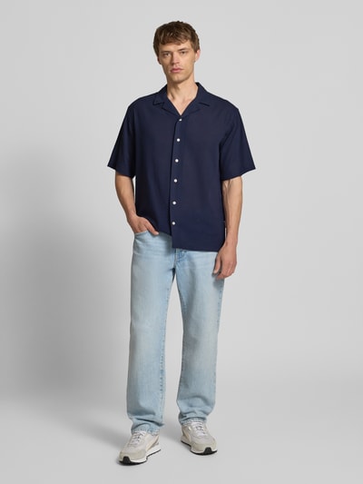 Redefined Rebel Regular Fit Freizeithemd mit Strukturmuster Modell 'FELIX' Marine 1