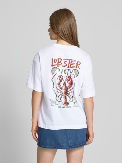 Pieces T-shirt o luźnym kroju z czystej bawełny model ‘TOBSTER’ Biały 5