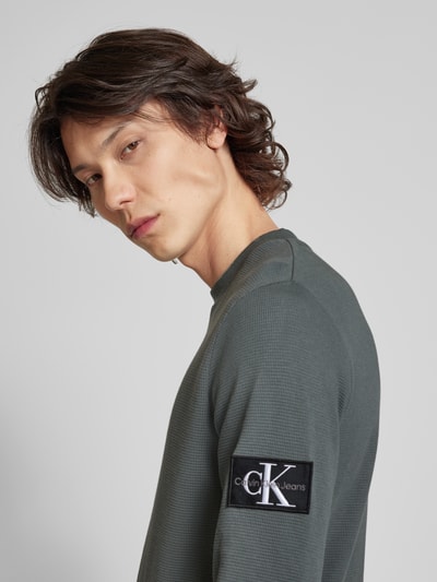 Calvin Klein Jeans Longsleeve mit gerippten Abschlüssen Mittelgrau 3