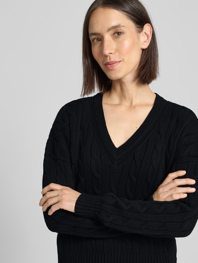 Lauren Ralph Lauren Sweter z dzianiny z dekoltem w serek model ‘TEDURPH’ Czarny 3