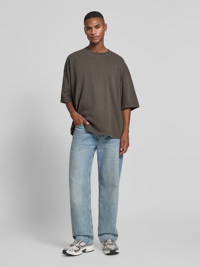 American Vintage Oversized T-shirt van puur katoen, model 'AFOMA' Middenbruin - 1