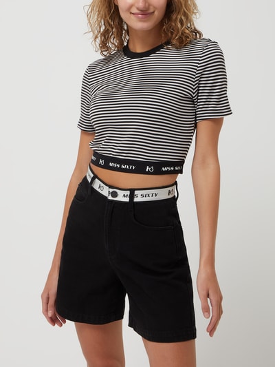 MISS SIXTY Cropped T-Shirt mit Streifenmuster  Weiss 4