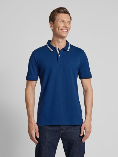 Fynch-Hatton Regular Fit Poloshirt mit Kontraststreifen Dunkelblau 4