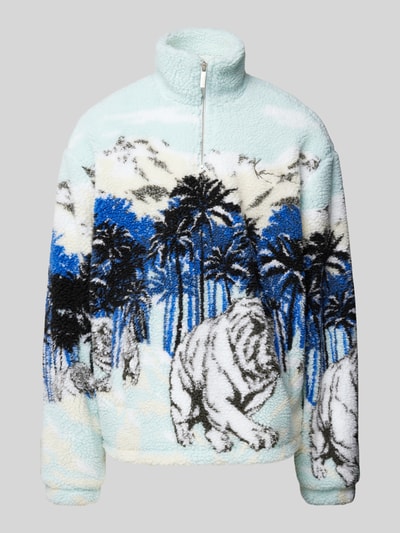 KARL KANI Teddyfellpullover mit Stehkragen Hellblau 2