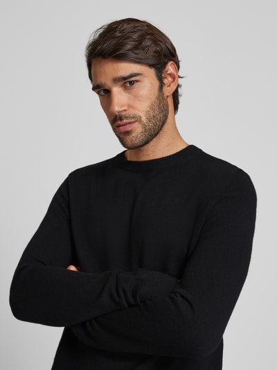 Christian Berg Men Strickpullover mit gerippten Abschlüssen Black 3