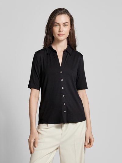 Marc O'Polo T-shirt z listwą guzikową na całej długości Czarny 4