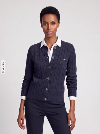 GANT Strickjacke aus Wolle mit Logo-Detail Dunkelblau 4