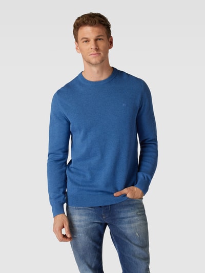 Christian Berg Men Strickpullover in melierter Optik Jeansblau Melange 4