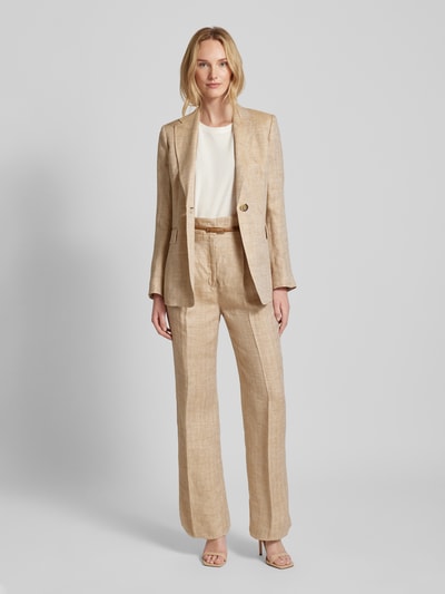 Max Mara Studio Leinenhose mit Gürtel Modell 'TREVISO' Beige 1