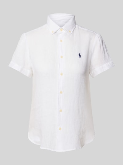 Polo Ralph Lauren Regular Fit Leinenbluse mit Button-Down-Kragen Weiss 2