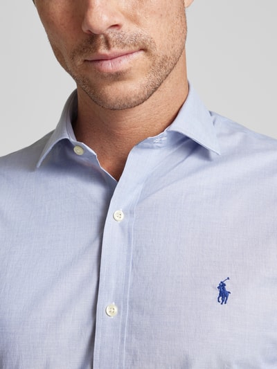 Polo Ralph Lauren Slim Fit Business-Hemd mit Logo-Stitching Bleu 3