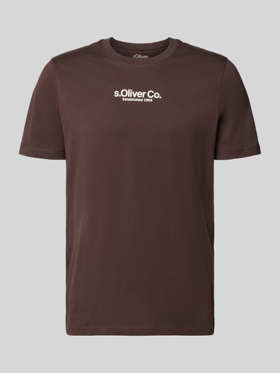 Produktfoto, Regular Fit T-Shirt aus reiner Baumwolle von s.Oliver RED LABEL in effen bruin met labelprint, ronde hals, korte mouw, katoen.