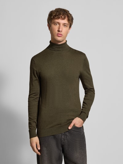 Blend Rollkragenpullover mit Label-Detail Modell 'BAGGE' Oliv 4