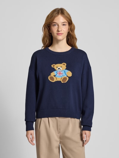 Review Strickpullover mit Motiv und Rundhalsausschnitt Marine 4